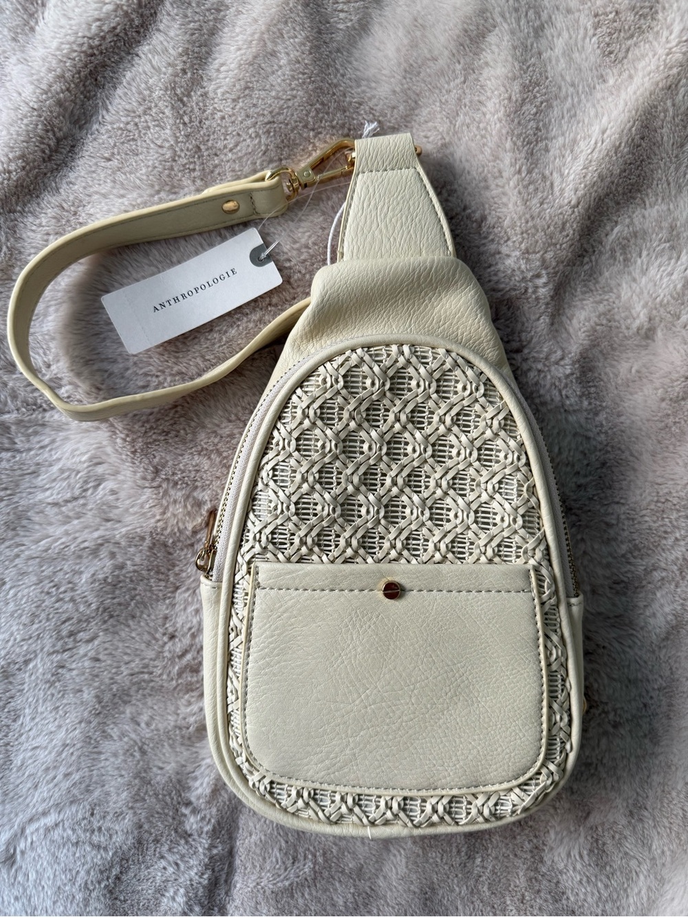 NWT Mali + Lili Anthropologie Gwen Woven Rattan Sling Bag
